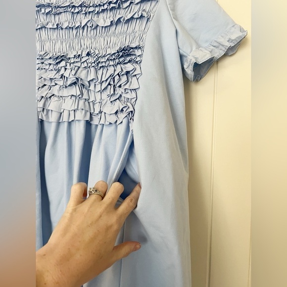 English Factory Mixed Media Ruffle Detail Dress Powder Blue - Picture 6 of 8